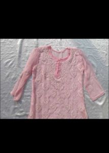 Pink Chikankari Kurta