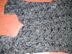 Black Floral Sequin Top