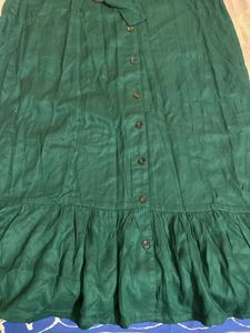 Green Shirt Collard Chest Open Half Slv Dress