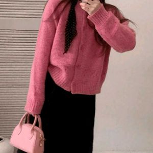 Pink Knit Cardigan- 1st Pic For Reference Look