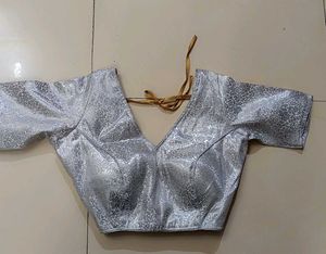 Banarasi silk Padded V Neck  Drawstring Blouse