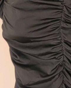 Ruched Bodycon Dress - Long Sleeve, Black
