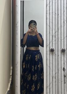Elegant Blue Lehenga Choli Set with chunni