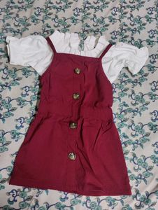 Cute Girls Red Jumper Dress Set