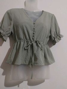 Cute Green Polka Dot Top