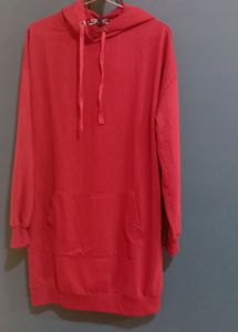 THE ROADSTER HOODIE DRESS. BRICK RED or MAROON COLOUR. L SIZE