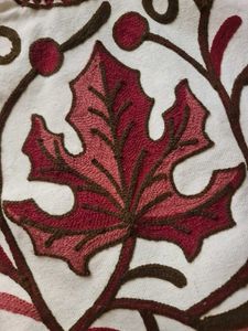 Embroidered Leaf Tote Bag