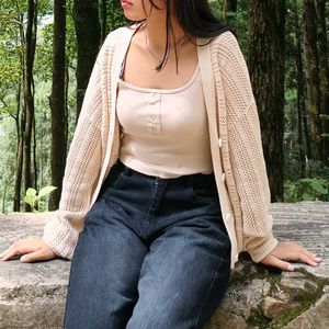 Beige Knit Cardigan