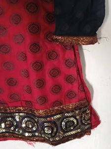 Red Kurti || Printed And Worked
