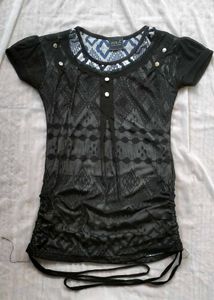 Zola Black Printed MeshTop