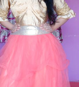 Stiched Ruffled Skirt With Unstiched Blouse Piece