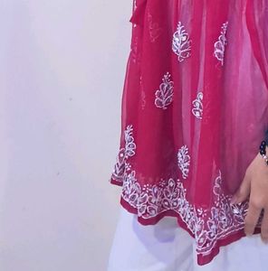 Elegant Pink Embroidered Top with plazo