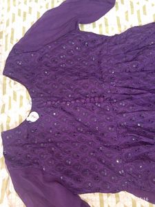 Xl New Unused Elegant Chikankari Purple Anarkali