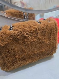 Fuzzy Brown Crossbody Bag