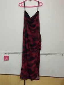 Red &amp; Black Tie-Dye Ruched Maxi Dress