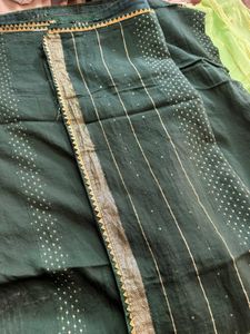 Striped &amp; Dotted Green Sarees (Set of 2)