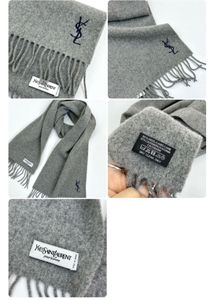 Authentic Classic YSL Grey Wool Scarf
