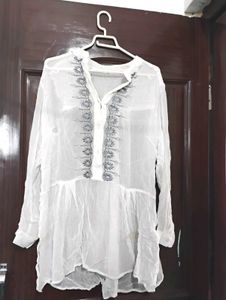 White Embroidered Tunic Top