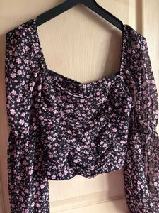 Floral Long Sleeve Crop Top