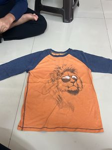 Orange Full Sleeve Casual T-shirt