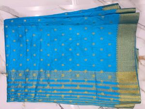Blue Polka Dot Saree