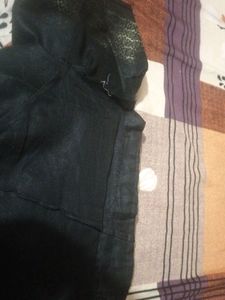 Black Banarsi Silk Saree With Stiched Blouse