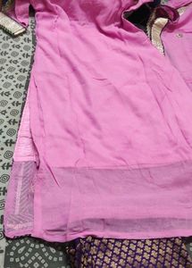 gota work pink georgette suit