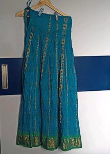 Blue & Gold Lehanga Blouse Set