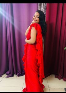 Elegant Red Ruffle Saree Made to Order