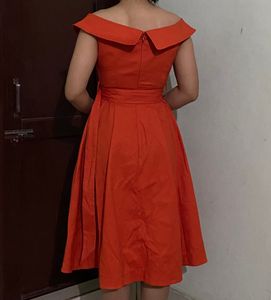 Chic Orange Off-Shoulder Dress