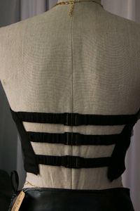 Black 3D Flower Beaded Corset Top