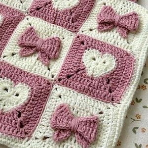 Bow Heart Pink White Tote Bag