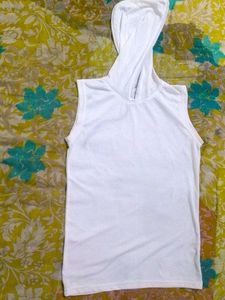 White Sleeveless Hoodie
