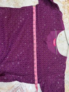 Purple Pink Embroidered Kurta Combo Set