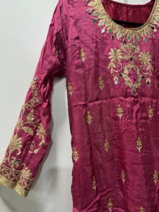 Mirror Work Maroon Palazzo Suit