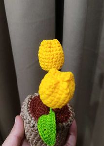 Handmade Crocheted Yellow Tulip Plant