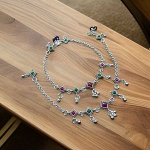 Silver Oxidized Anklet (New)