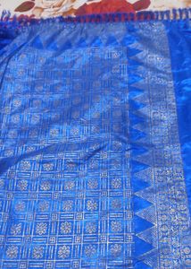 Pink &amp; Blue Floral Design Saree