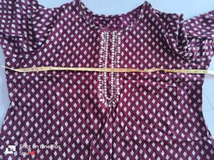 Maroon Printed Kurta