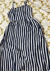 Striped Button-Down Midi Dress