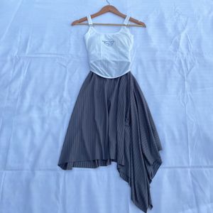 Y2K One Side Asymmetrical Grey Rib Pinterest Skirt