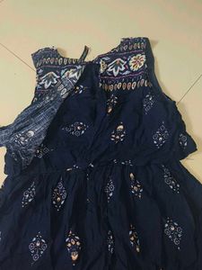 Navy Blue Floral Print Dress