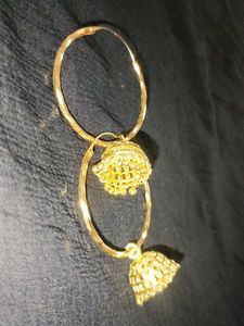 Gold Jhumka Hoop Earrings
