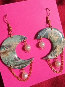 Moon Pearl Drop Earrings