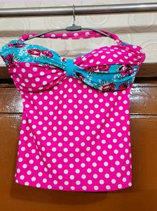 Retro Polka Dot Swim Top