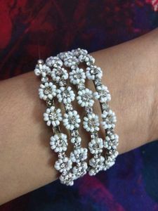 Sparkling White Bangles