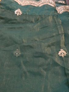 Emerald Green Embellished Saree
