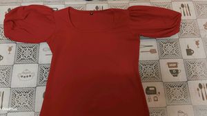 Red Puff Sleeve Top