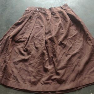 Brown Pleated Skirt