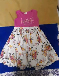 Floral pink frock (3-6yrs)